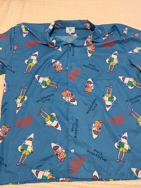 Universal Studios Japan Jaws themed button down shirt